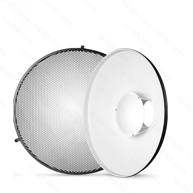Beauty Dish 55Cm - 55cm ホワイトインテリアビューティーディッシュリフレクター、ハニカムグリッドディフューザー付き