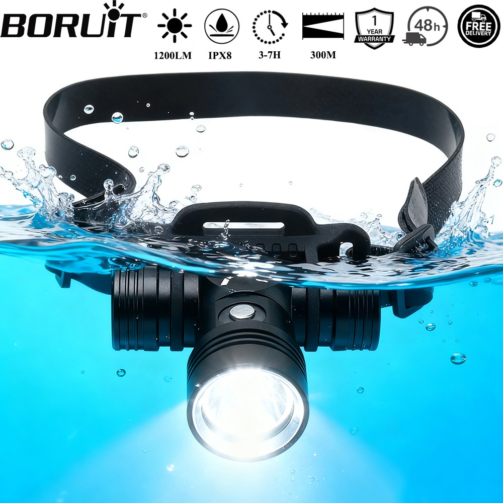Photography Using Lighting - BORUiT B14 1200LM LED スキューバダイビングヘッドランプ IPX8