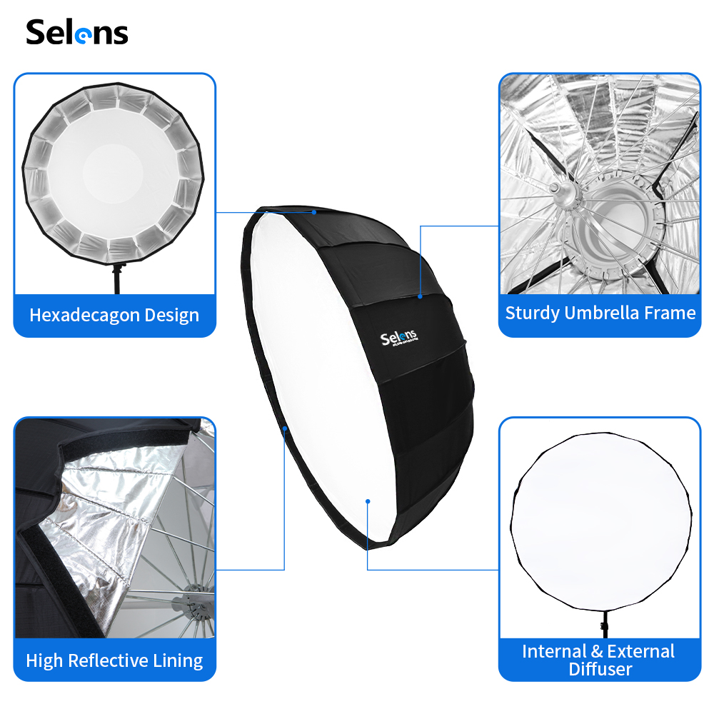 Selens 85センチメートル傘レーダーソフトボックススタ - Beauty Dish 55Cm のレビューと価格