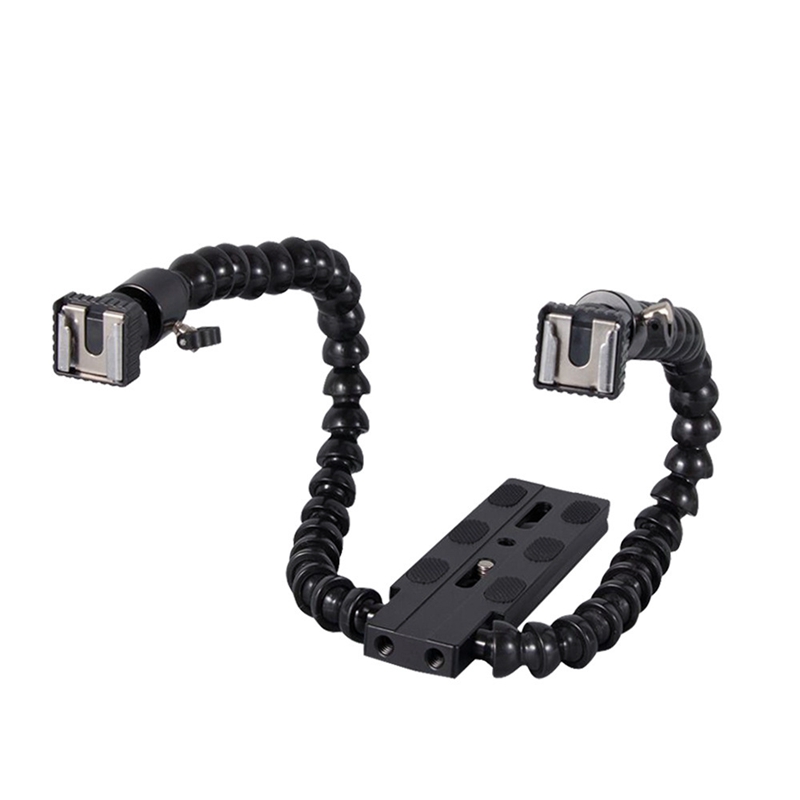 柔軟なデュアルアームホットシューフラッシュブラケット、キヤノ - Macro Photography Lighting Kit のレビューと価格