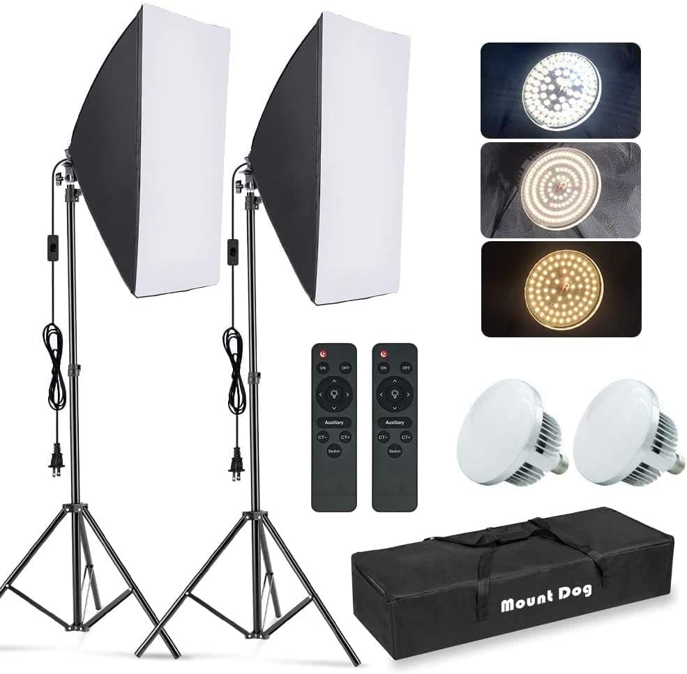 写真用ソフトボックス照明キット、2個セット 19.7インチ  - Photography Lighting Kit のレビューと価格