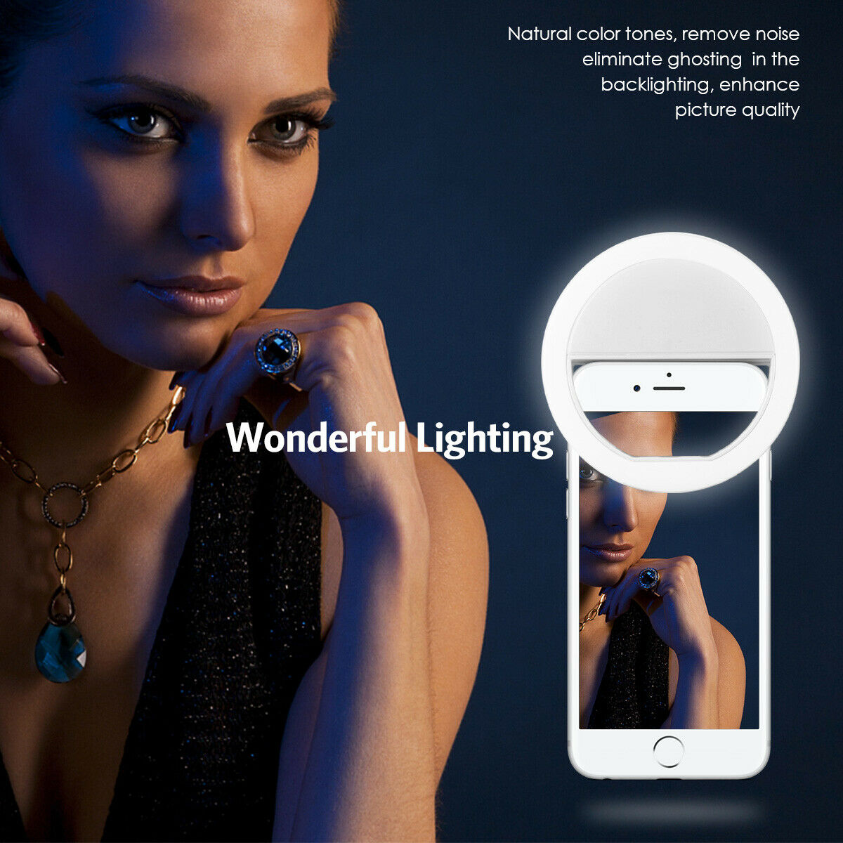USB充電式LEDセルフィーリングライト、携帯電話レンズ用L - Photography Lighting Effects のレビューと価格