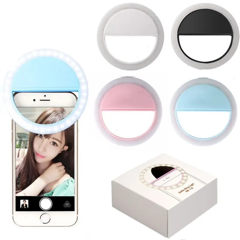 USB充電式LEDセルフィーリングライト、携帯電話レンズ用L - Photography Lighting Effects のレビューと価格