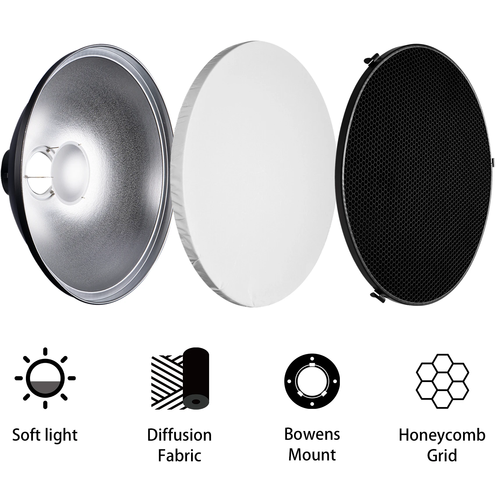 Selens 55cm シルバー/ホワイト インテリアリフレ - Beauty Dish 55Cm のレビューと価格