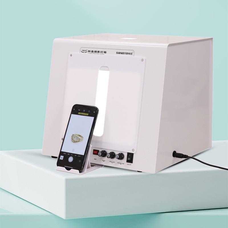 Sanoto-写真用ミニソフトボックス内蔵回転ターンテーブル - Jewelry Photography Lighting Kit のレビューと価格